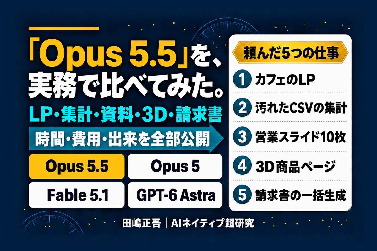 「Opus 5.5」を、実務で比べてみた。